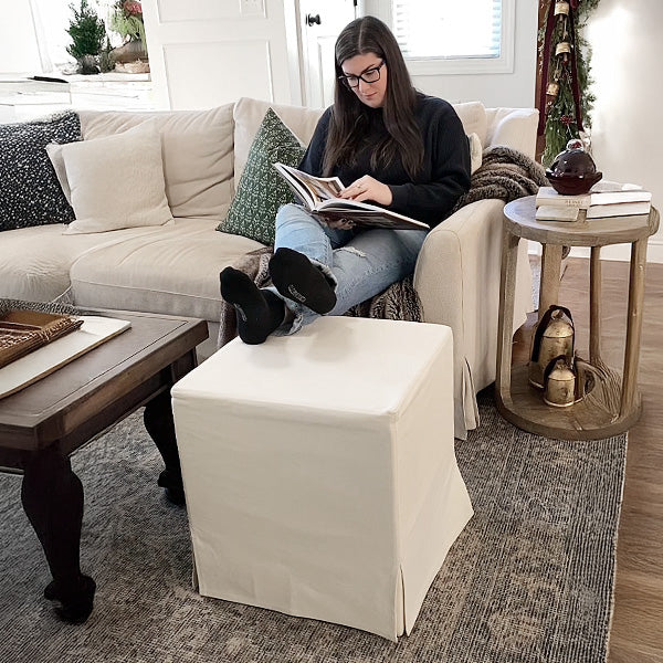 Deluxe Slipcover Upholstered Ottoman